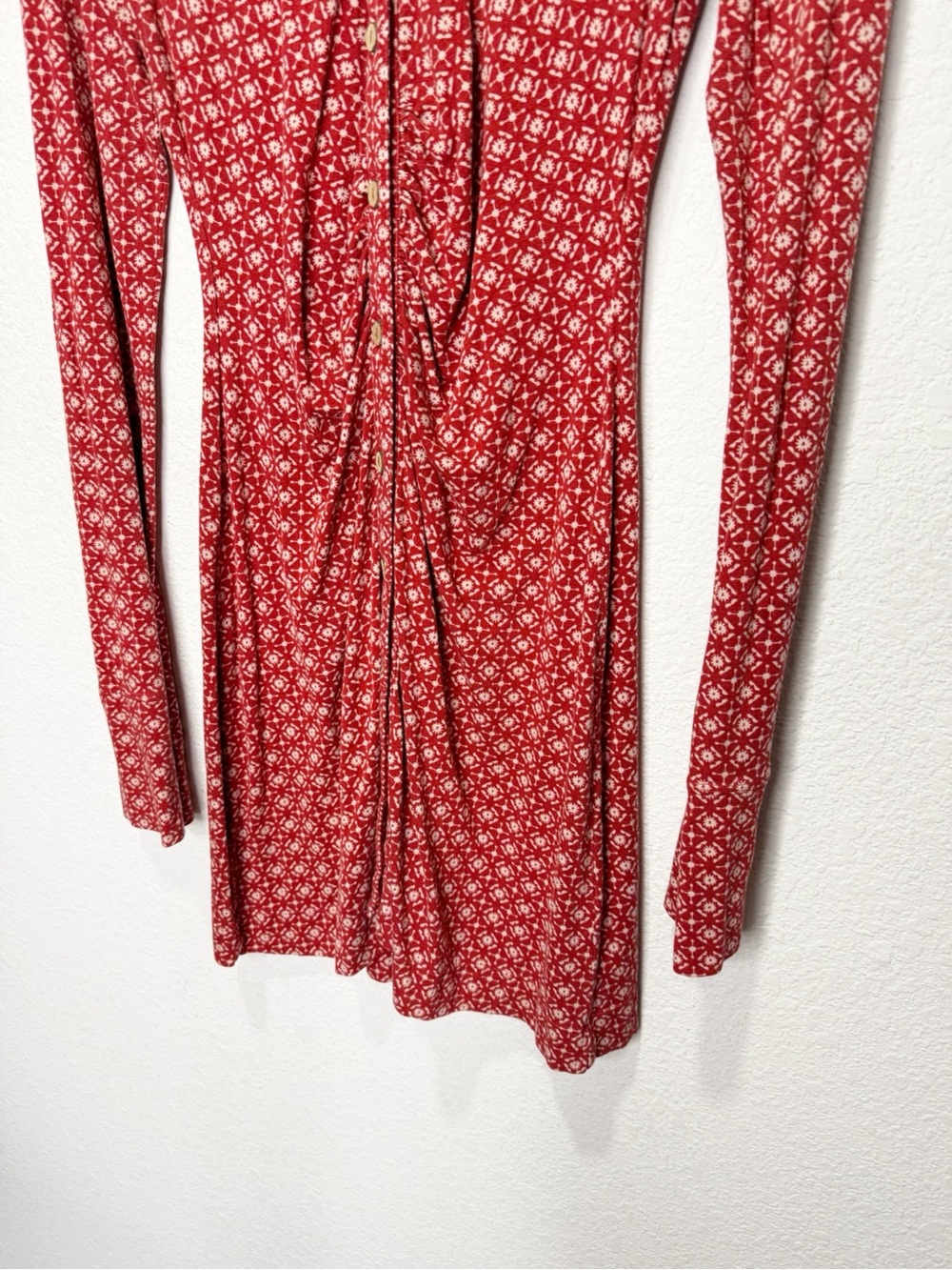 Free People Shayla Mini Dress Collar Button Up Ruched - Picture 7 of 10